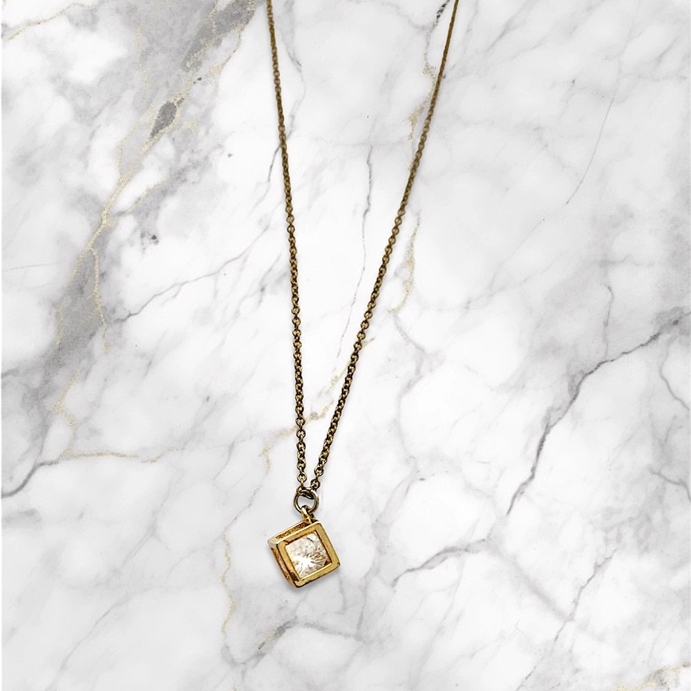 GEO CUBE SILVER DIAMOND PENDANT NECKLACE